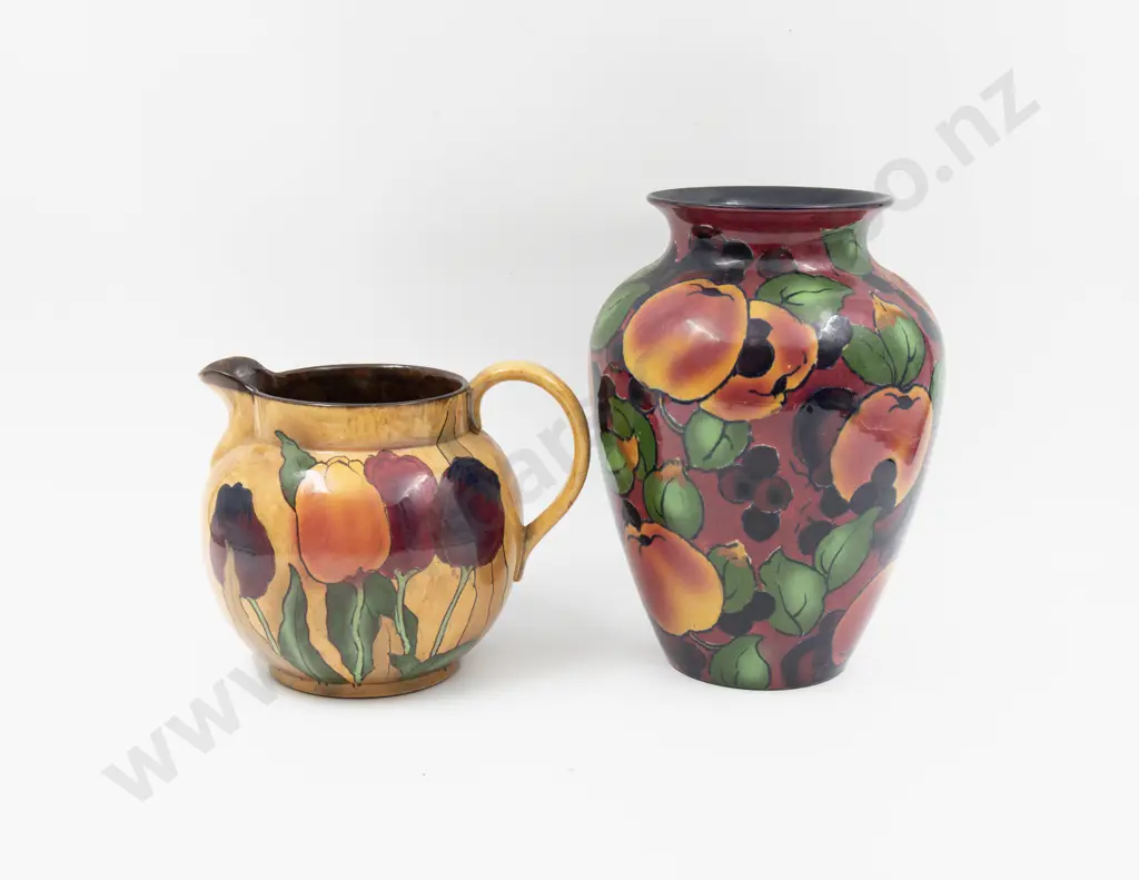 Royal Stanley Ware "Jacobean" Pattern Vase & Jug 23cm H & 14.5cm H Image 1++