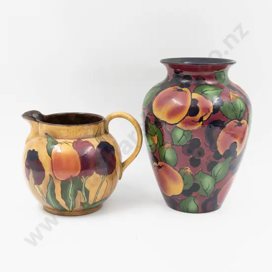 Royal Stanley Ware "Jacobean" Pattern Vase & Jug 23cm H & 14.5cm H