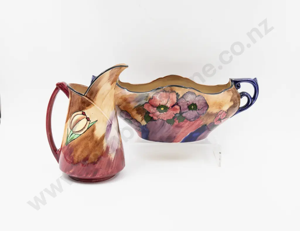 H & K Tunstall "Poppy" Pattern Flower Trough & "Tuliptime" Jug Image 1++