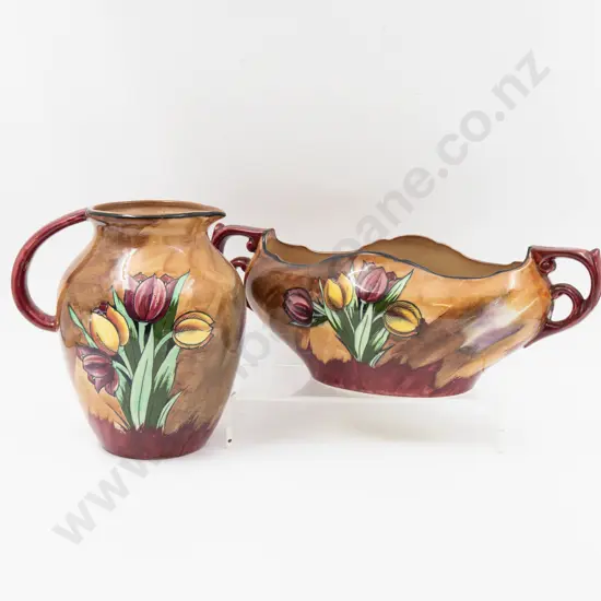 H & K Tunstall "Tuliptime" Pattern Jug & Flower Trough