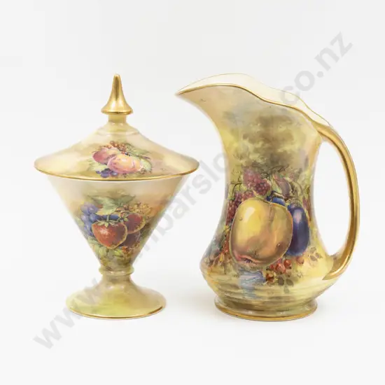 Royal Winton Hand-Coloured Fruit Vase with Cover & Jug 20cm H & 20cm H