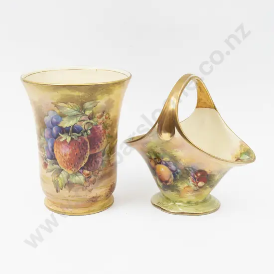 Royal Winton Hand-Coloured Fruit Vase & Basket 16cm H & 17cm L