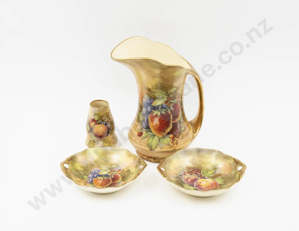 Royal Winton Hand-Coloured Fruit Jug Two Dishes & Posy Vase Image 1++