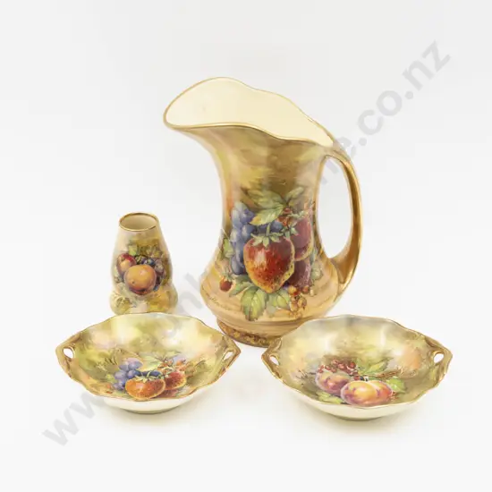 Royal Winton Hand-Coloured Fruit Jug Two Dishes & Posy Vase
