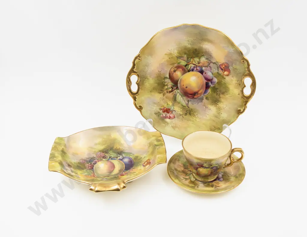 Royal Winton Hand-Coloured Fruit Serving Dish Plate Cup & Saucer Image 1++