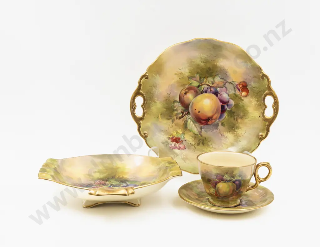 Royal Winton Hand-Coloured Fruit Serving Dish Plate Cup & Saucer Image 1++
