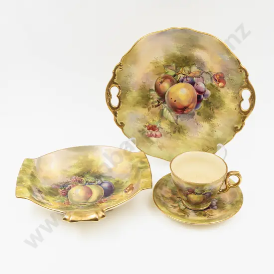 Royal Winton Hand-Coloured Fruit Serving Dish Plate Cup & Saucer