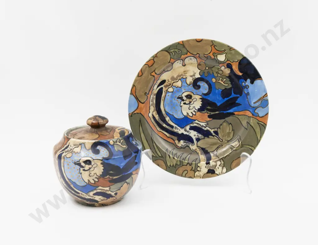 Bursley Ware Amstel Tobacco Humidor & Plate 14cm H & 23cm Dia Image 1++