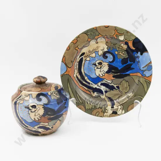 Bursley Ware Amstel Tobacco Humidor & Plate 14cm H & 23cm Dia