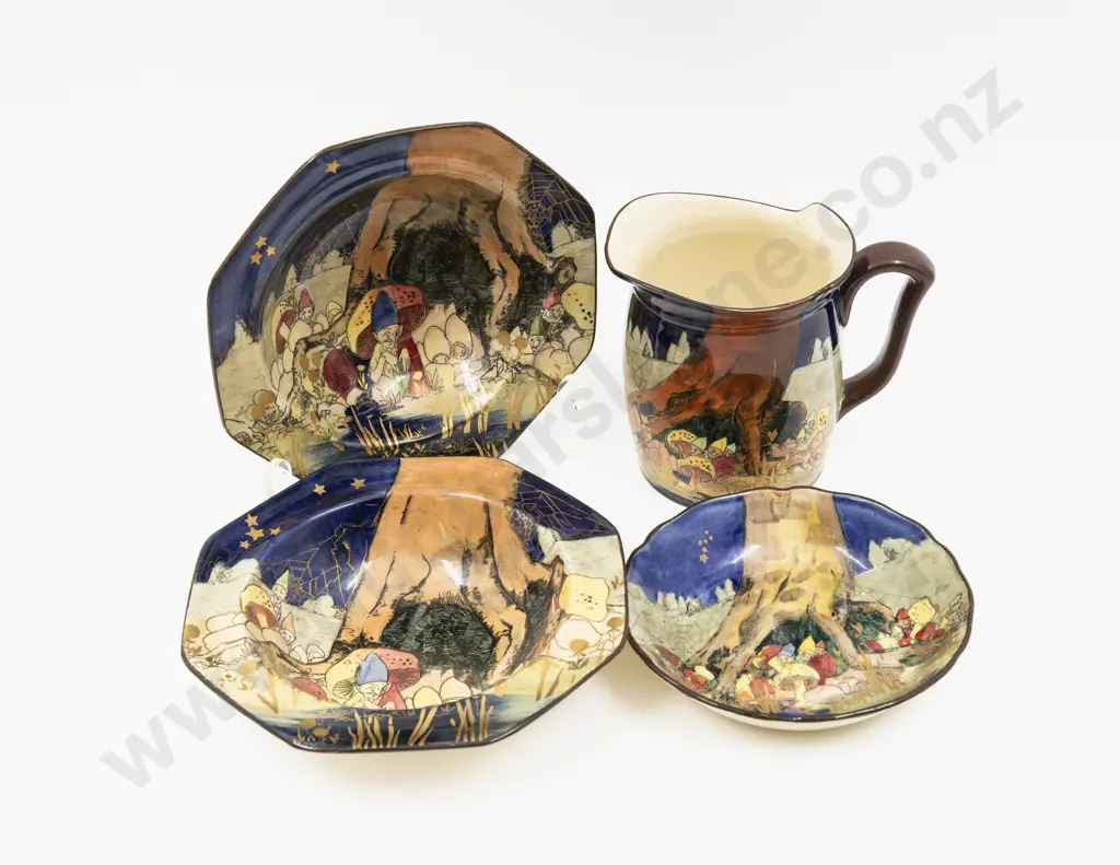 Royal Doulton Pixie Series Jug Two Dessert Bowls & Other Image 1++