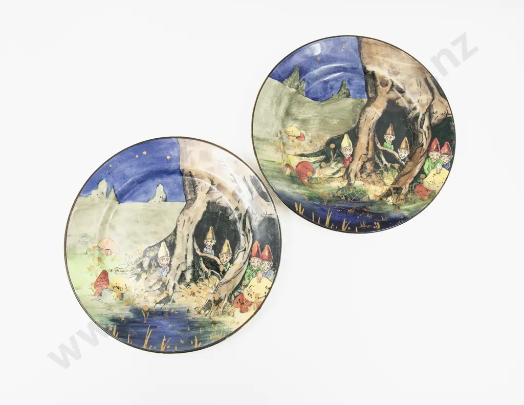 Pair Royal Doulton Pixie Series Side Plates 21.5cm Dia Image 1++