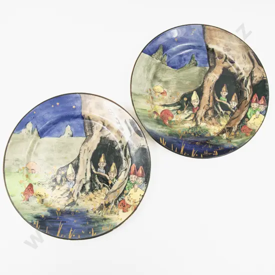 Pair Royal Doulton Pixie Series Side Plates 21.5cm Dia