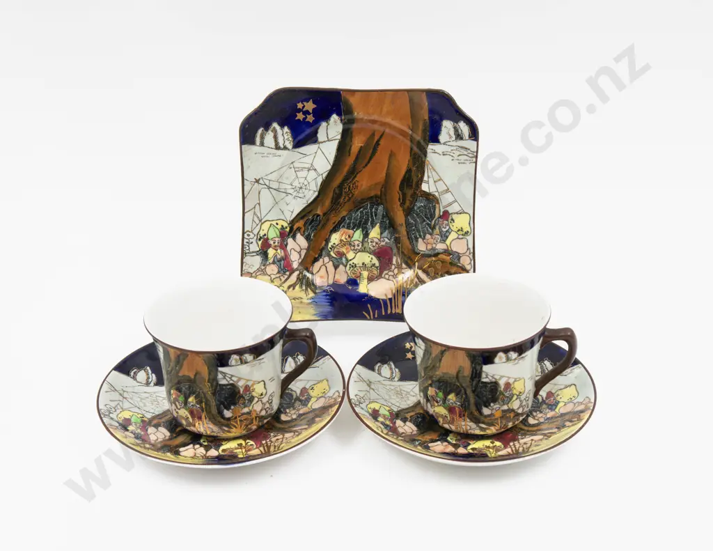 Unmarked Pixie Series Two Teacup & Saucers One Plate Image 1++