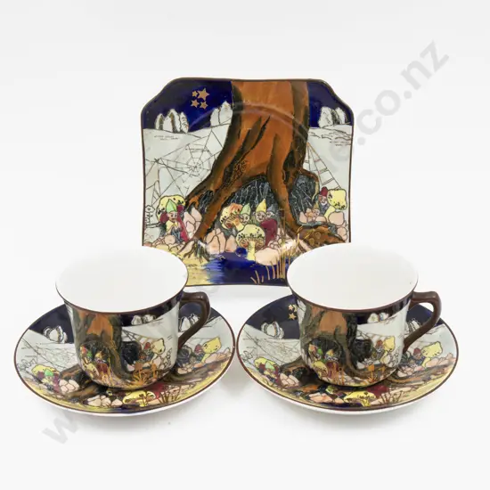 Unmarked Pixie Series Two Teacup & Saucers One Plate