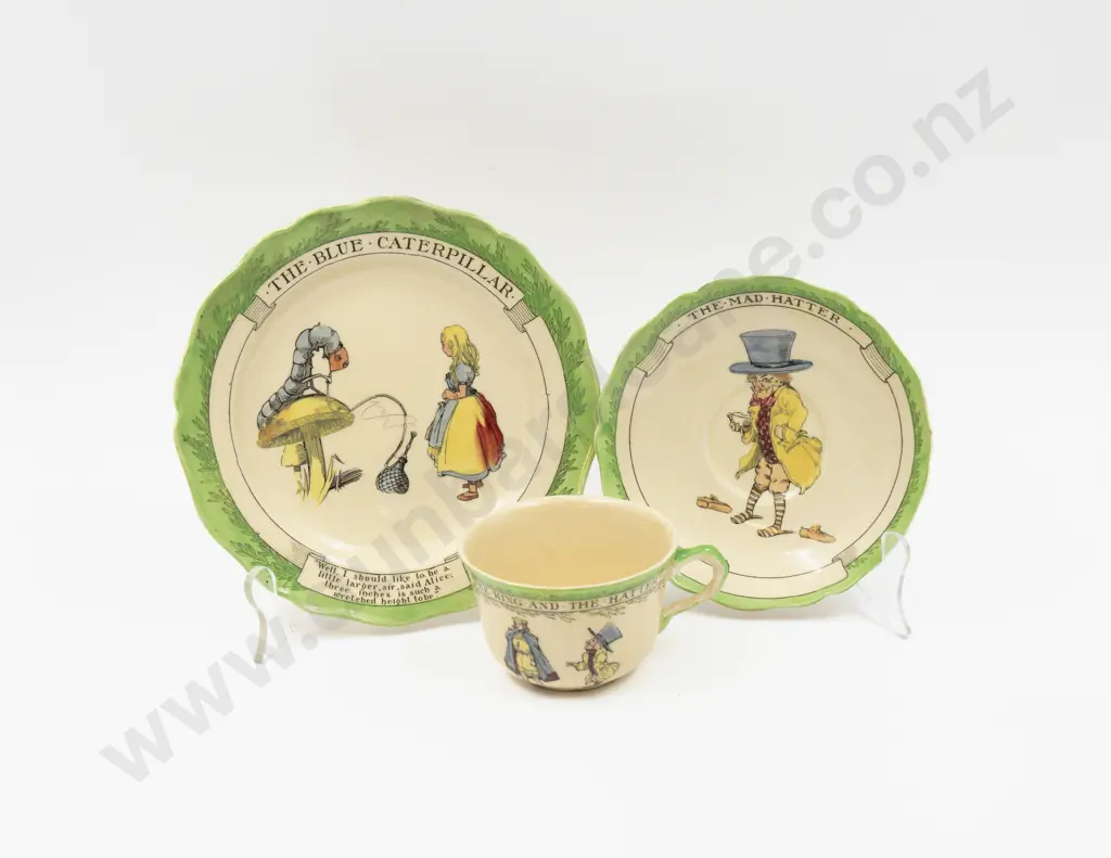 Royal Doulton "Alice in Wonderland" Series Teacup Saucer & Plate Image 1++