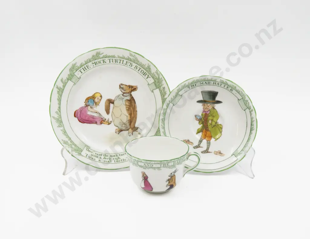 Royal Doulton "Alice in Wonderland" Series Teacup Saucer & Plate Image 1++