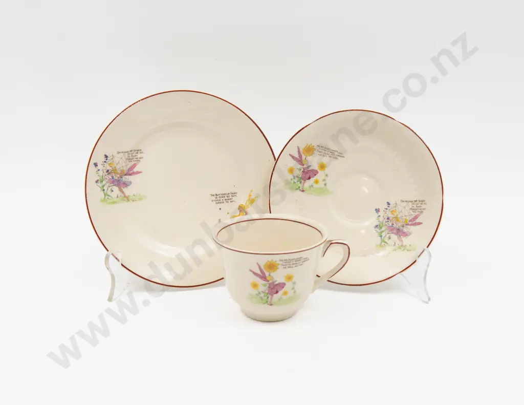 H & K Tunstall Nursery Fairy Pattern Teacup Saucer & Plate Image 1++
