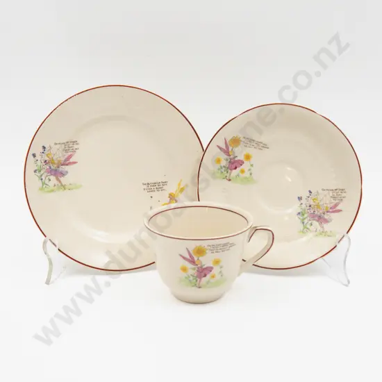 H & K Tunstall Nursery Fairy Pattern Teacup Saucer & Plate