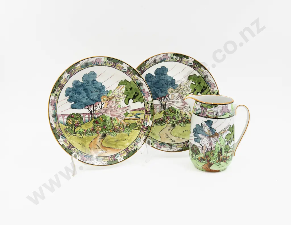 Grimwades Fairy Castles Pattern Two Entree Plates & Jug 21cm Dia & 14cm H Image 1++