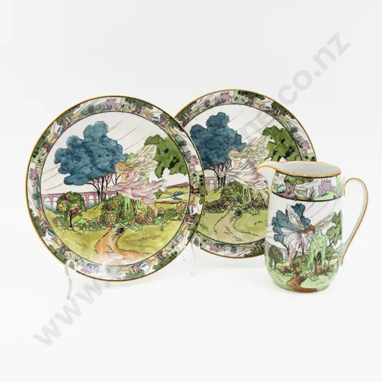 Grimwades Fairy Castles Pattern Two Entree Plates & Jug 21cm Dia & 14cm H