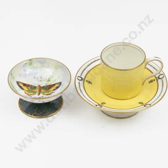 Aynsley Small Butterfly Lustre Comport with Tazza & Coffee Can 8.5cm Dia 12cm Dia