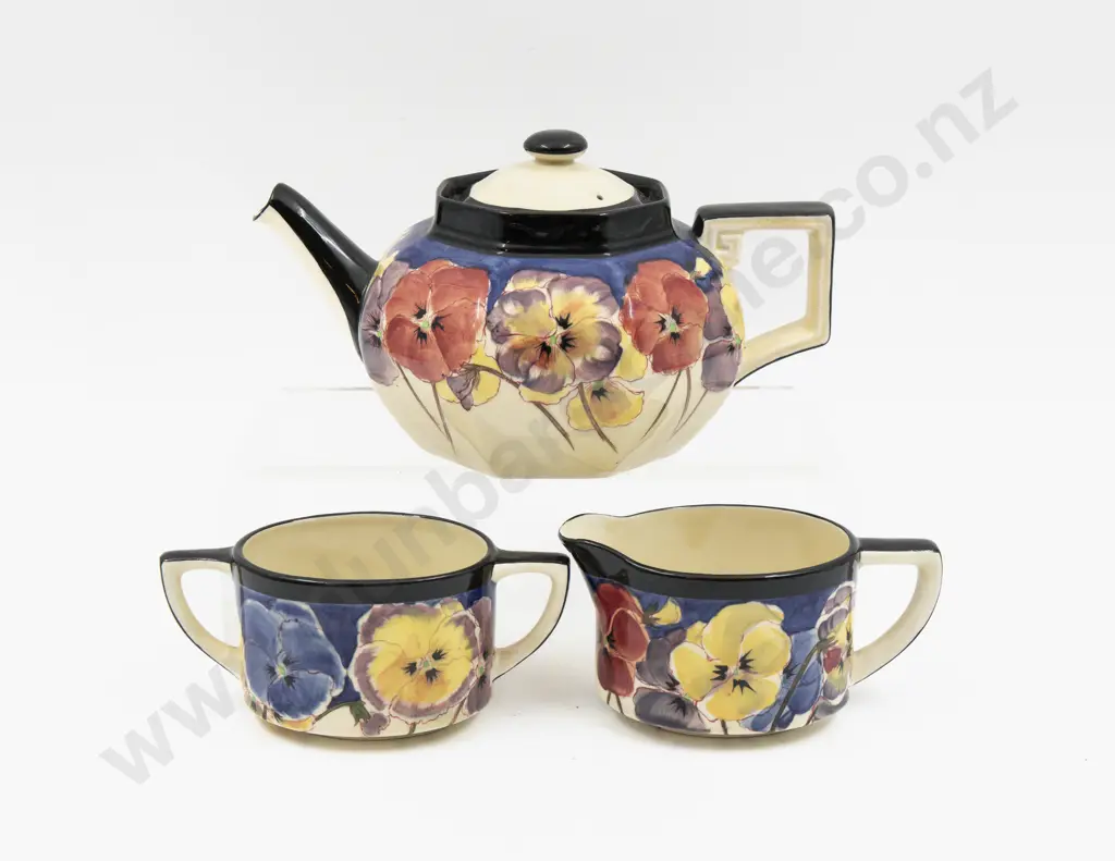 Royal Doulton Pansy Pattern 3pce Tea Set Image 1++