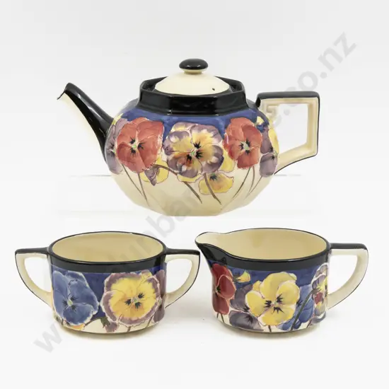 Royal Doulton Pansy Pattern 3pce Tea Set