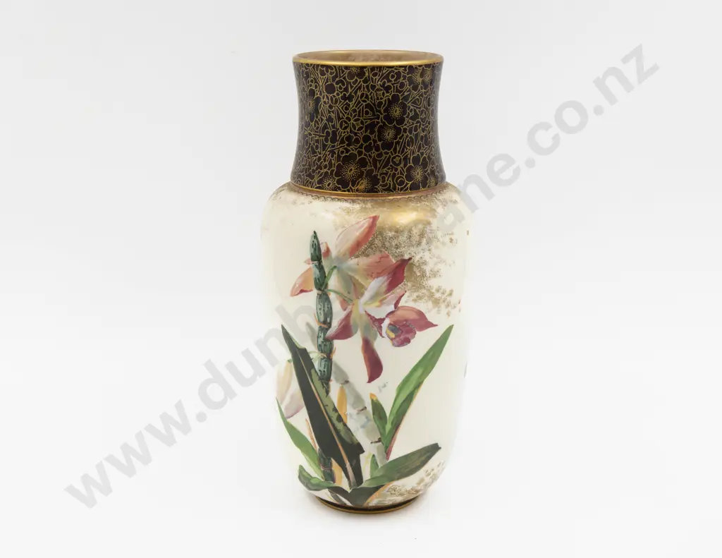 Doulton Hand Painted Cattleya Orchid Vase 27cm H Image 1++