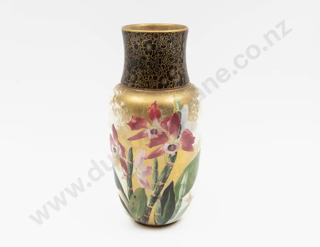 Doulton Hand Painted Cattleya Orchid Vase 27cm H Image 1++