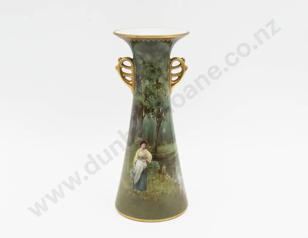Royal Doulton Hand Painted Continuous Landscape Vase Signed J Hancock 25cm H Image 1++