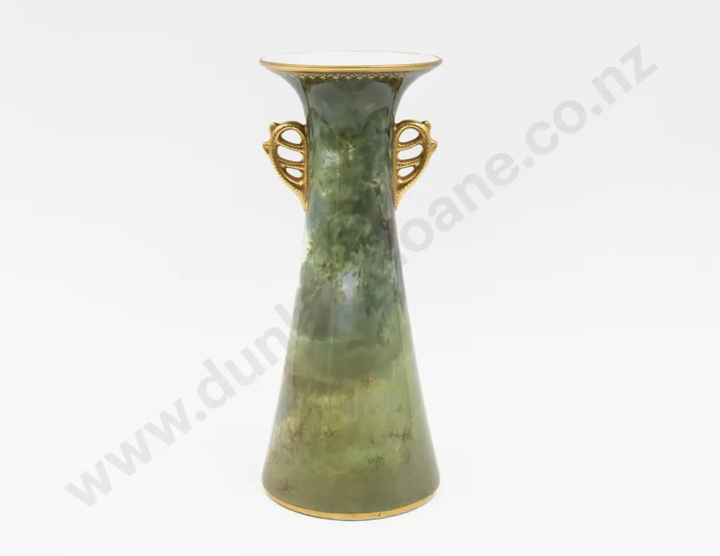 Royal Doulton Hand Painted Continuous Landscape Vase Signed J Hancock 25cm H Image 1++