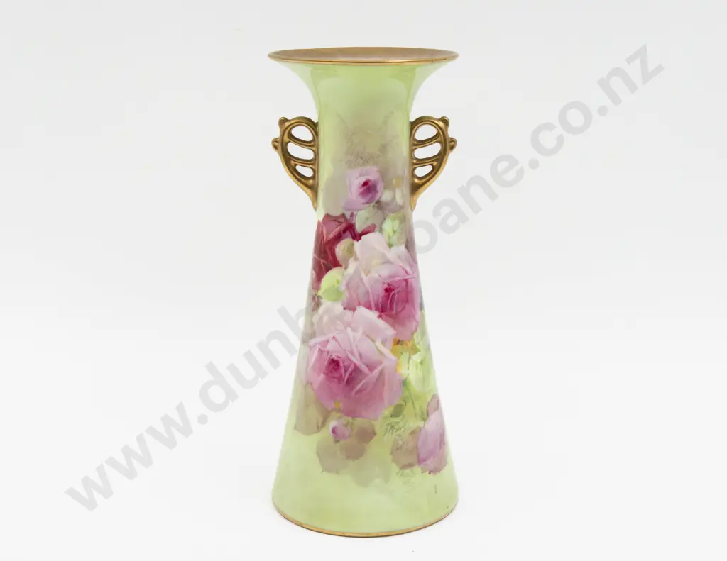Royal Doulton Hand Painted Rose Vase Signed P Curnock 25cm H Image 1++