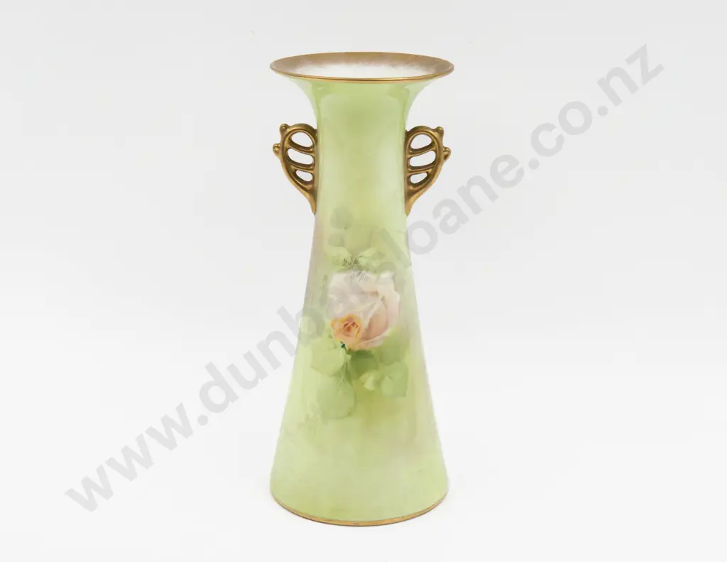 Royal Doulton Hand Painted Rose Vase Signed P Curnock 25cm H Image 1++