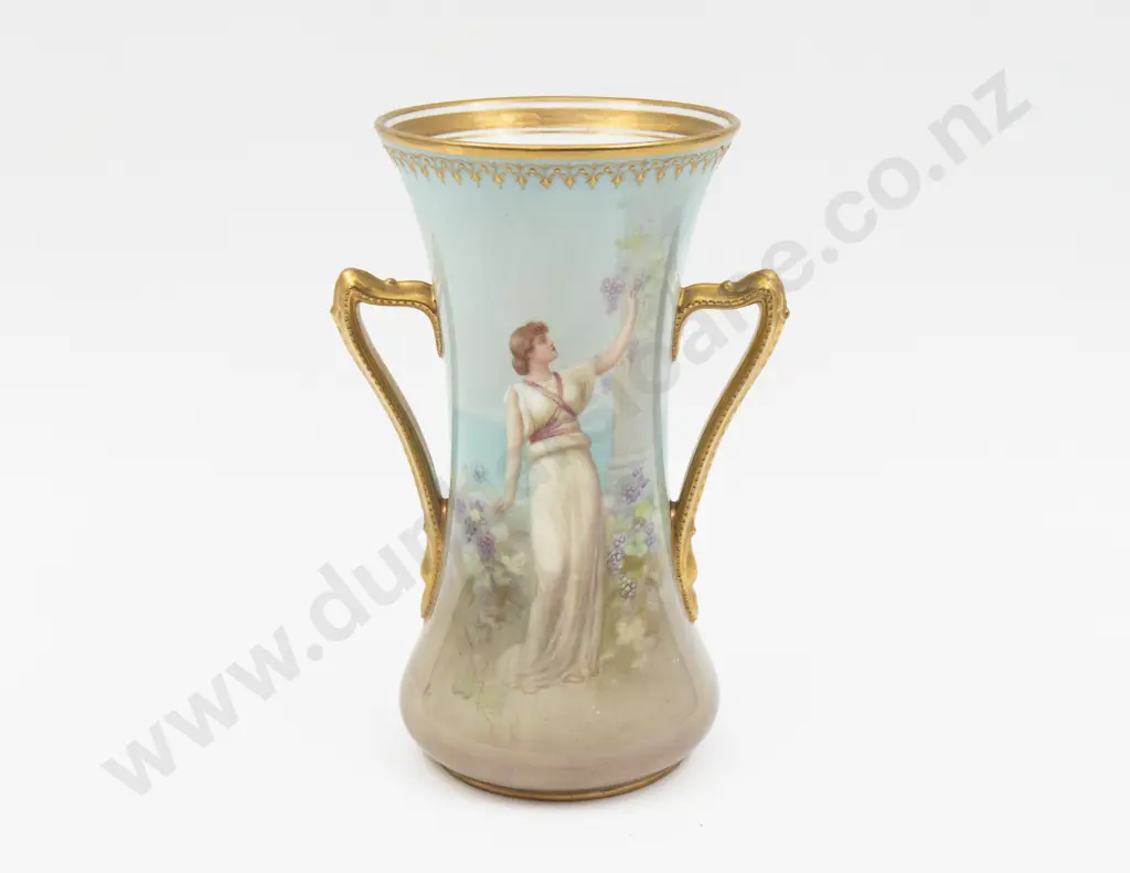 Royal Doulton Hand Painted Romantic Grecian Figure Vase Signed Arthur Leslie 21cm H Image 1++