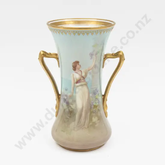 Royal Doulton Hand Painted Romantic Grecian Figure Vase Signed Arthur Leslie 21cm H