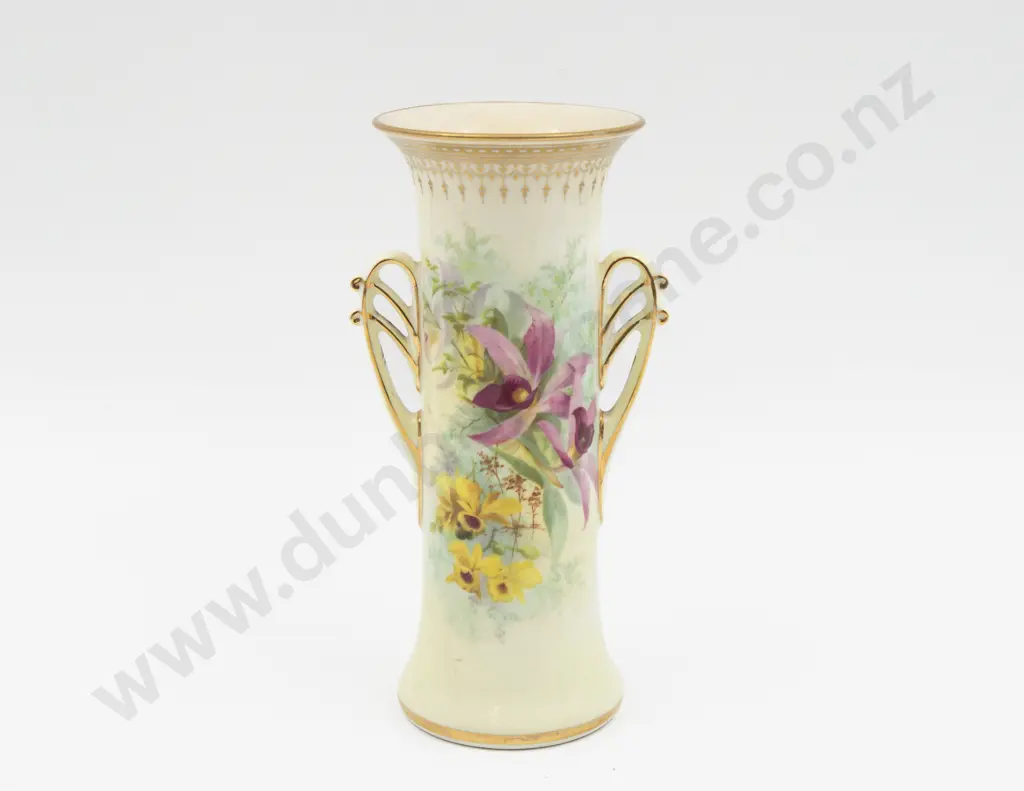 Royal Doulton Hand Painted Orchid Vase Unsigned 20cm H Image 1++