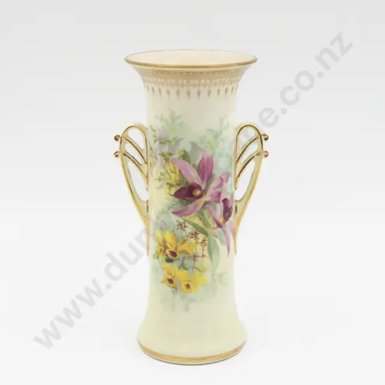 Royal Doulton Hand Painted Orchid Vase Unsigned 20cm H