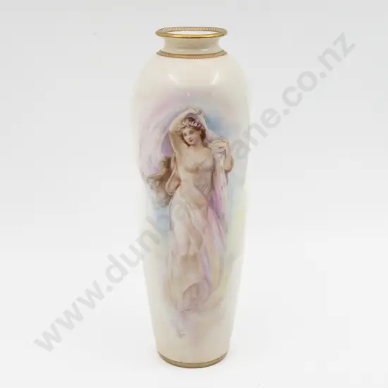 Royal Doulton Hand Painted Romantic Maiden Vase Signed Arthur Leslie 27.5cm H