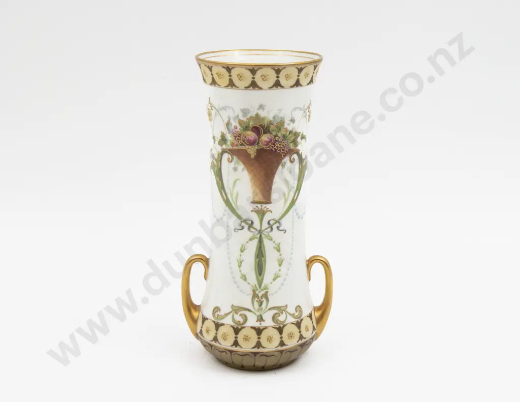 Royal Doulton Hand Painted Fruit Swag Vase Unsigned 21cm H Image 1++