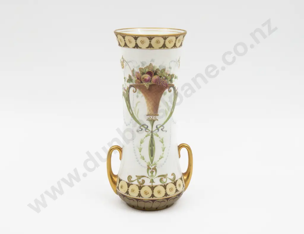 Royal Doulton Hand Painted Fruit Swag Vase Unsigned 21cm H Image 1++