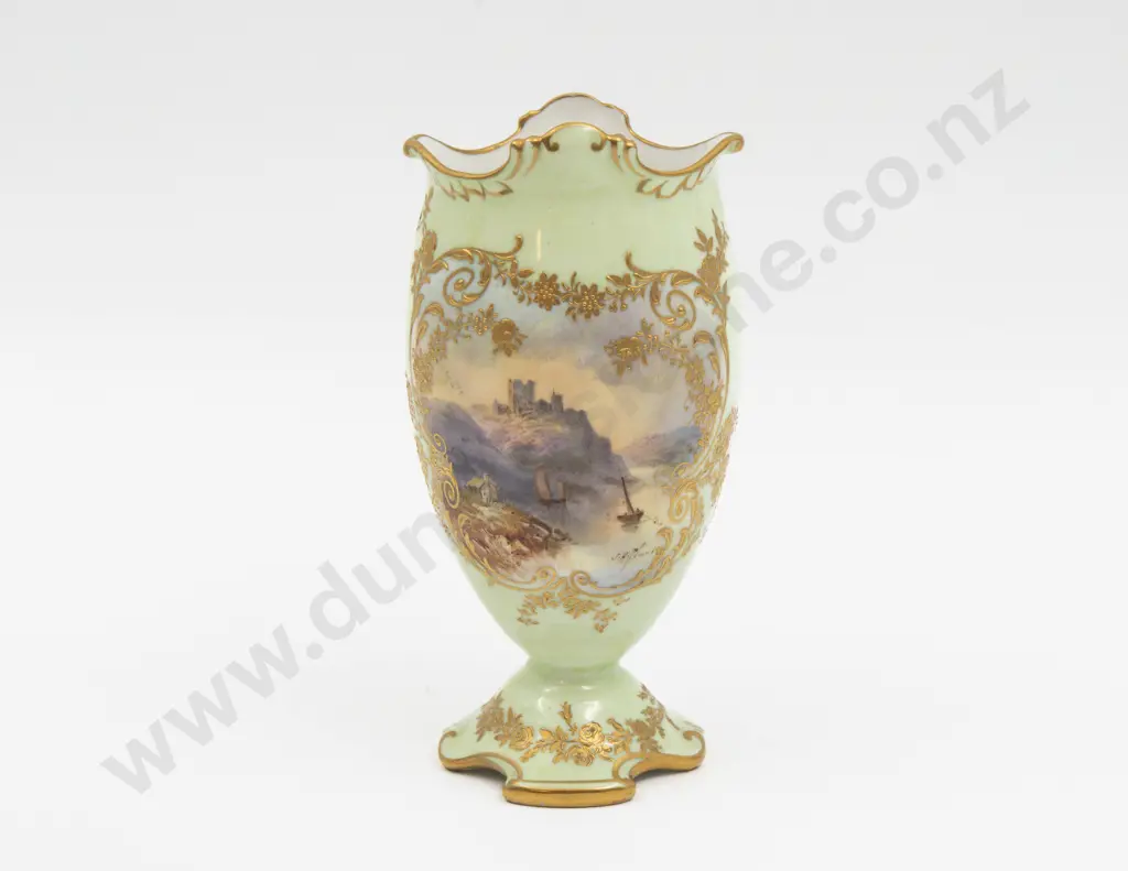 Royal Doulton Hand Painted Tarbert Castle Cartouche Vase Signed J H Plant 16.5cm H Image 1++