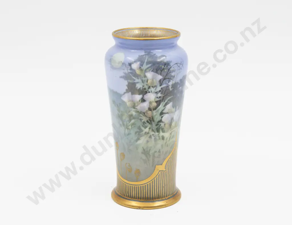 Doulton Burslem Hand Painted Scottish Thistle Landscape Vase Signed F Walklate 14.5cm H Image 1++