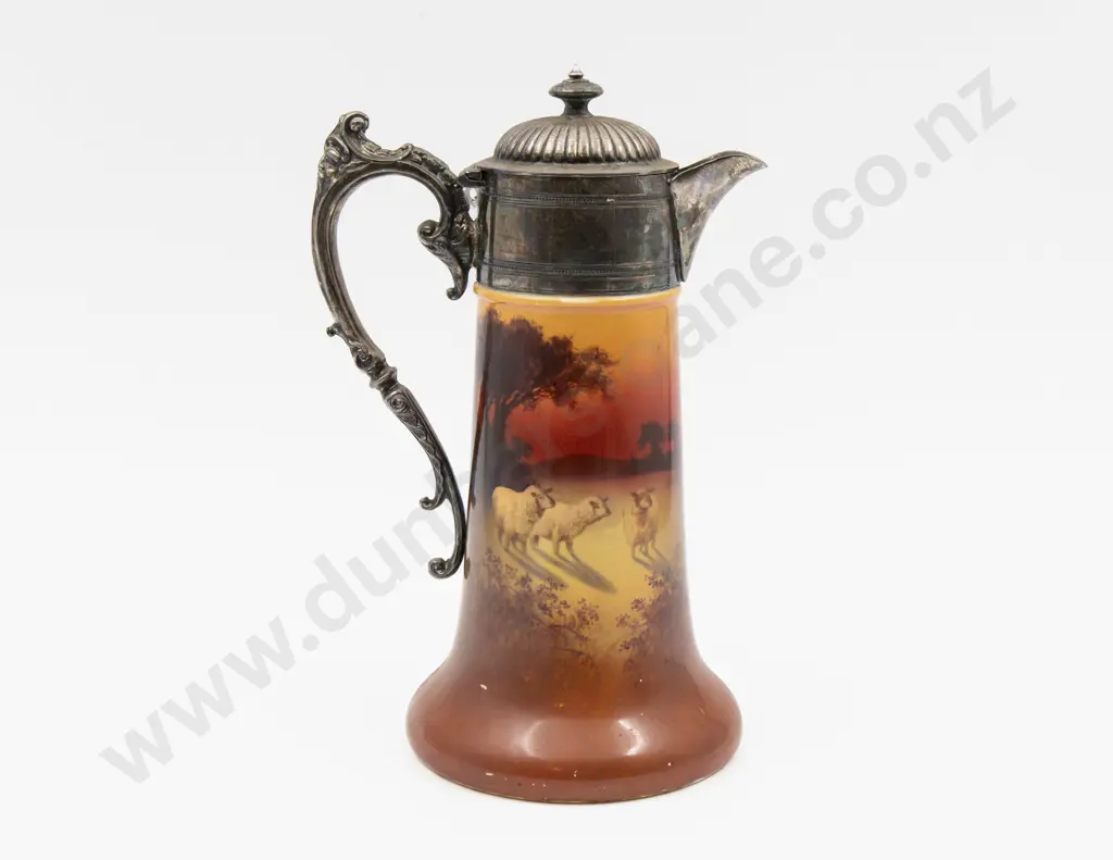 Royal Doulton Hand Painted & Transferred Continuous Sunset Landscape Claret Jug 25cm H Image 1++