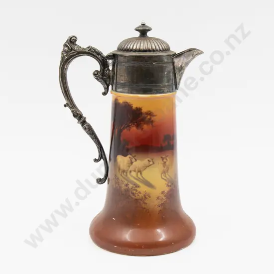Royal Doulton Hand Painted & Transferred Continuous Sunset Landscape Claret Jug 25cm H