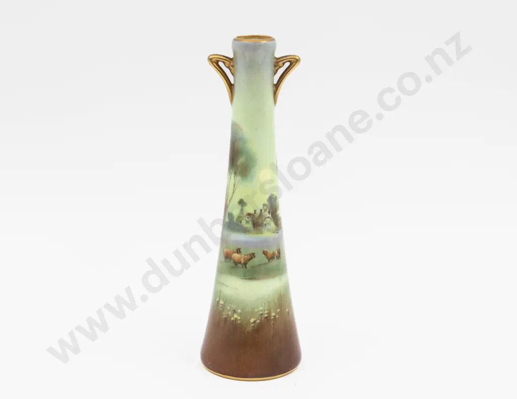 Royal Doulton Hand Painted Continuous Landscape with Sheep Vase Signed H Nixon 22.5cm H Image 1++