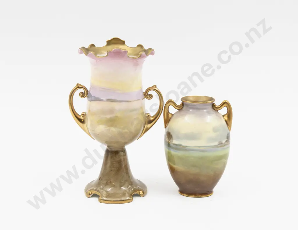 Two Royal Doulton Hand Painted Continuous Field & Hunting Vases Image 1++