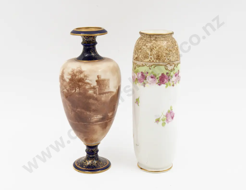 Doulton Burslem Hand Painted Continuous Landscape Windsor Castle Vase Signed A E Simpson & Rose Print Vase Image 1++