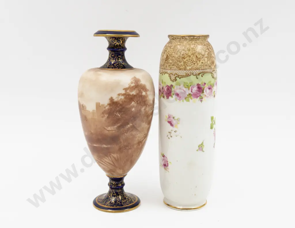 Doulton Burslem Hand Painted Continuous Landscape Windsor Castle Vase Signed A E Simpson & Rose Print Vase Image 1++