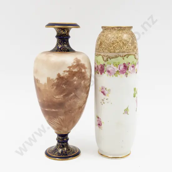 Doulton Burslem Hand Painted Continuous Landscape Windsor Castle Vase Signed A E Simpson & Rose Print Vase