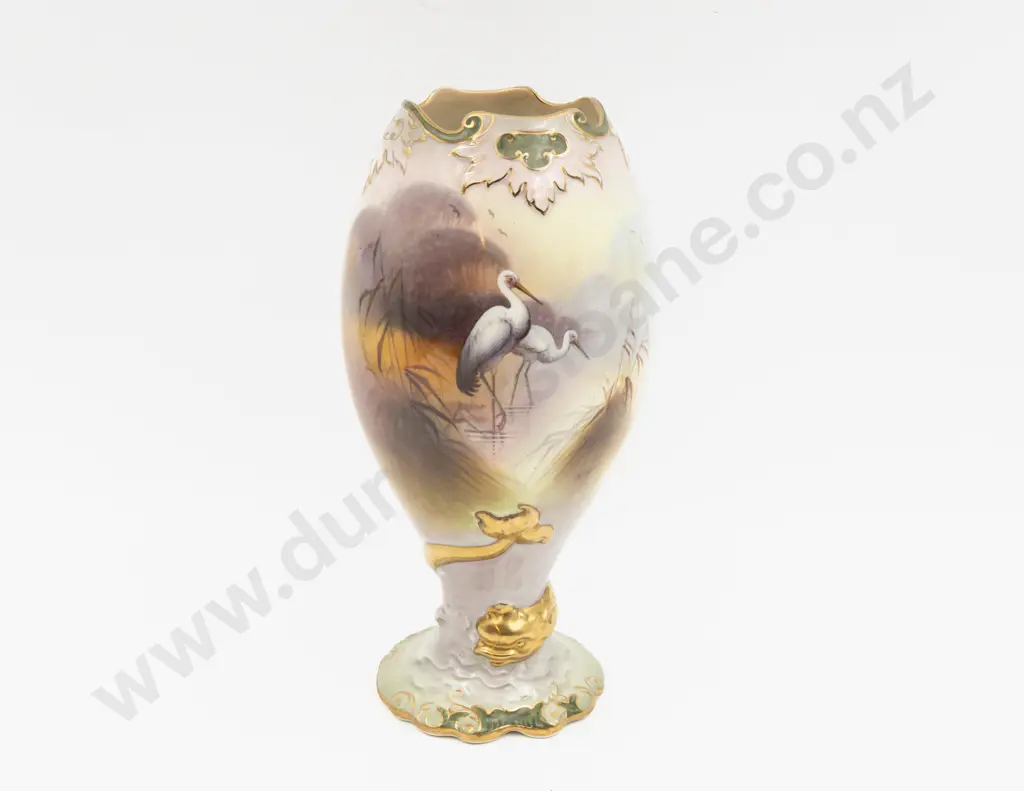 Crown Devon Hand Painted Crane Vase Signed A Marsh 28cm H Image 1++